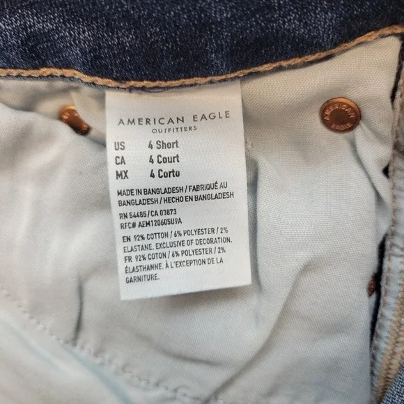 American Eagle Jeans Womens 4 Short Artist Flare High Rise Ripped Raw Hem Denim - Picture 5 of 11